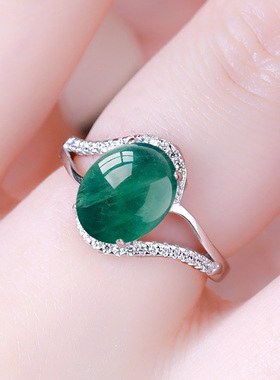 S925纯银戒指空托镶嵌翡翠戒面戒指托女款小众戒托7*9 8*10