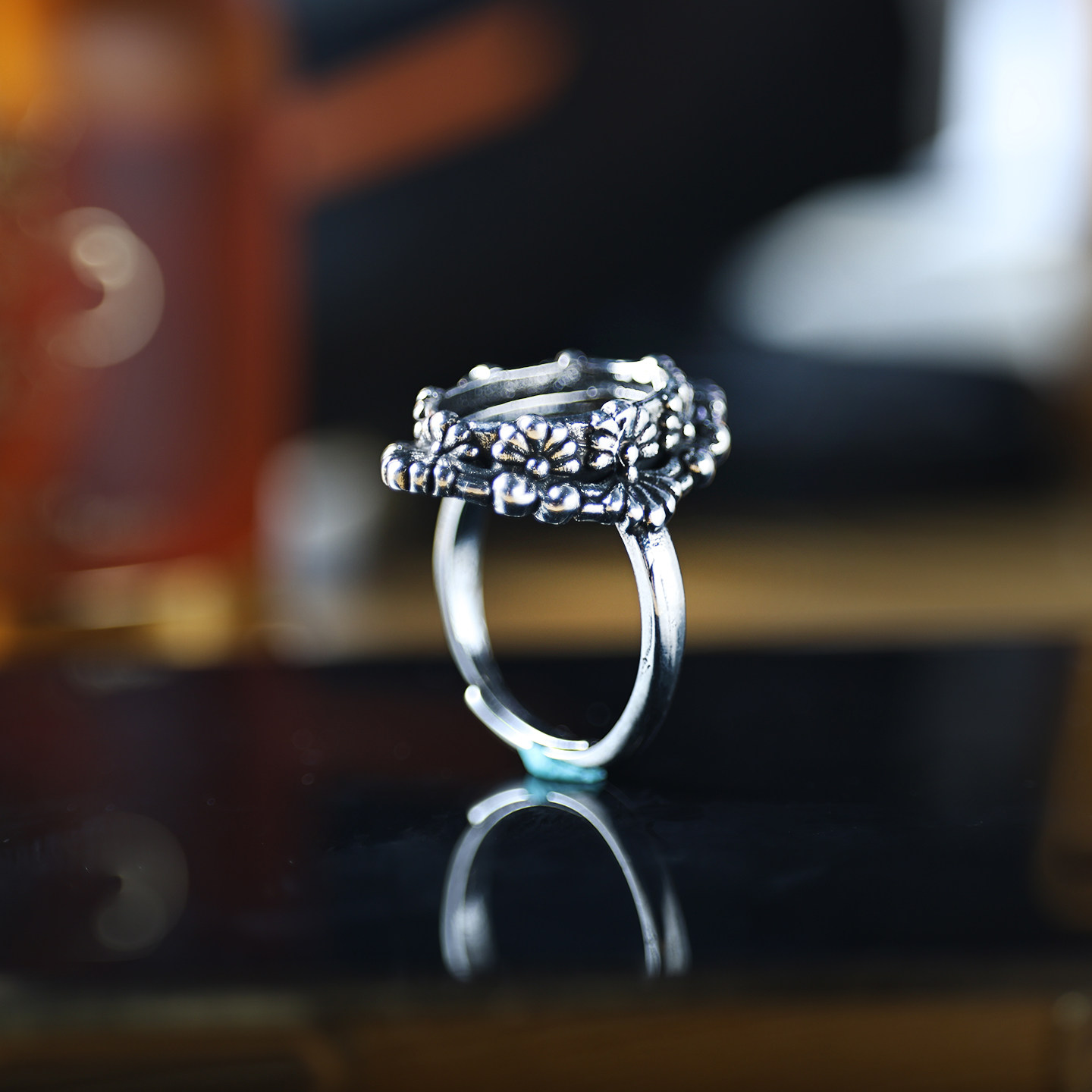 戒指空托复古女款戒托diy绿松石蜜蜡翡翠镶嵌宝石戒面戒托10*14