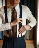 钮扣款 带肩带纽扣款 衬衫 英伦复古男士 背带夹扣西裤 吊裤 式 成人弹力