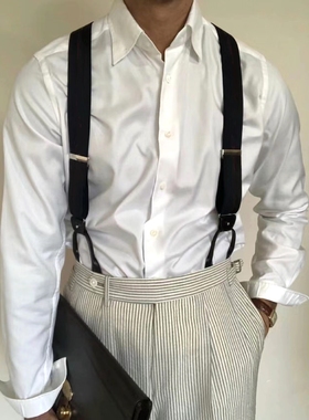 英伦双用西裤衬衫西服男士纽扣式背带夹钮扣款裤子肩带吊裤带肩带