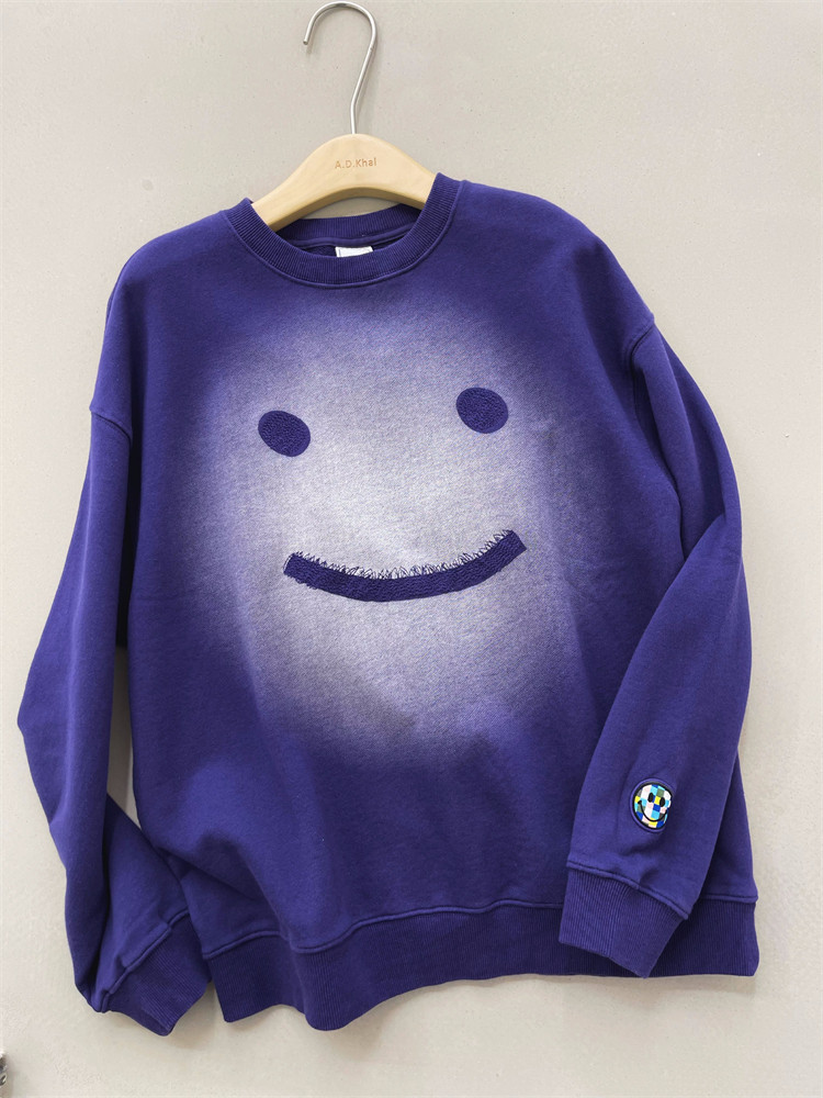 纸袋家纯棉毛圈喷墨印笑脸卫衣