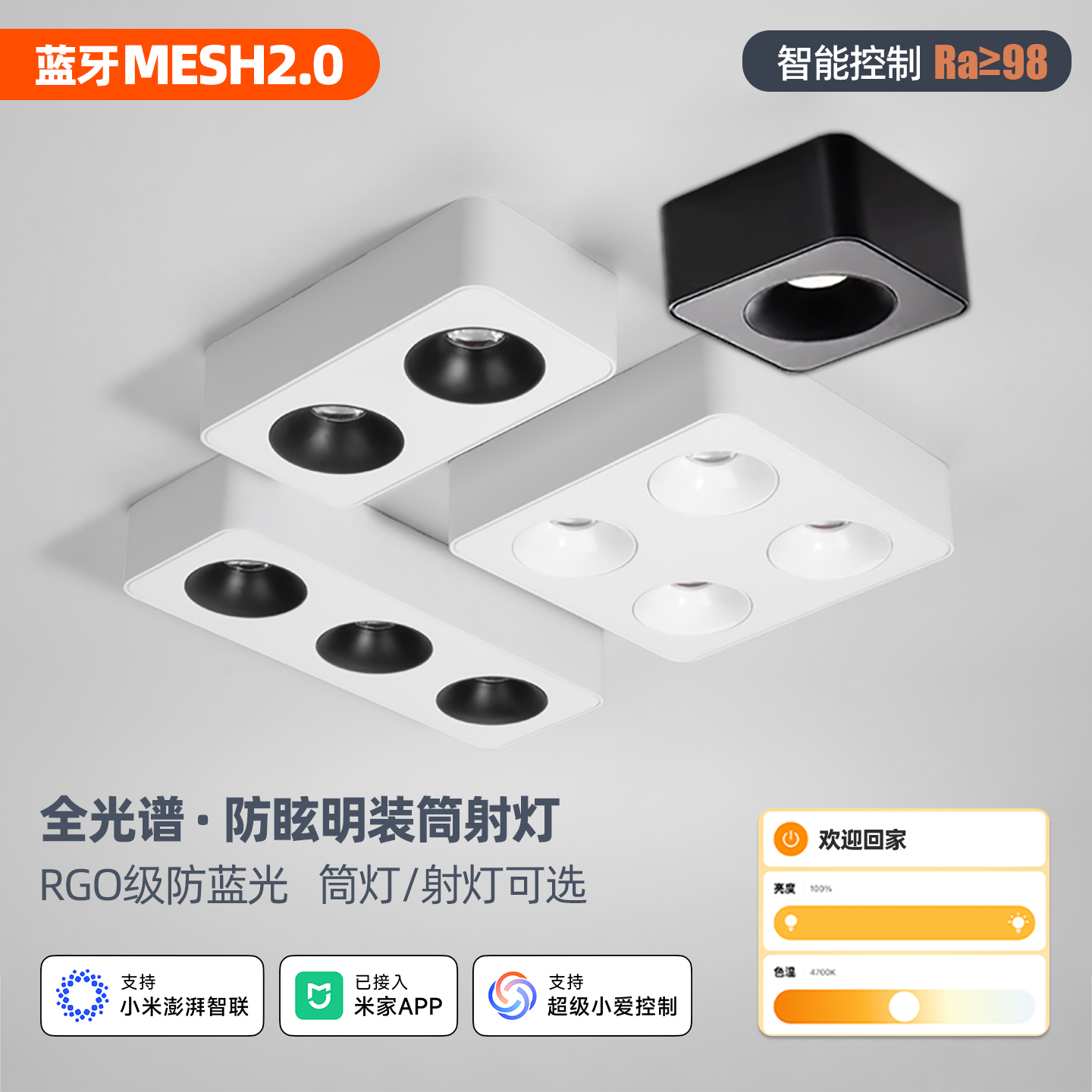 MESH2.0智能无主灯明装斗胆灯