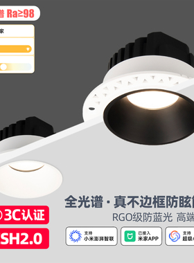 已接入米家APP智能无边框筒灯深杯防眩预埋批灰隐形天花灯led射灯