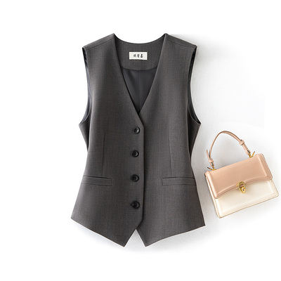 单排扣百搭短款V领爆款