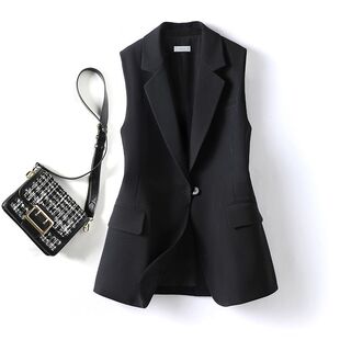 黑色西装马甲女外套外搭女款背心新款收腰修身春秋外穿西服小马夹