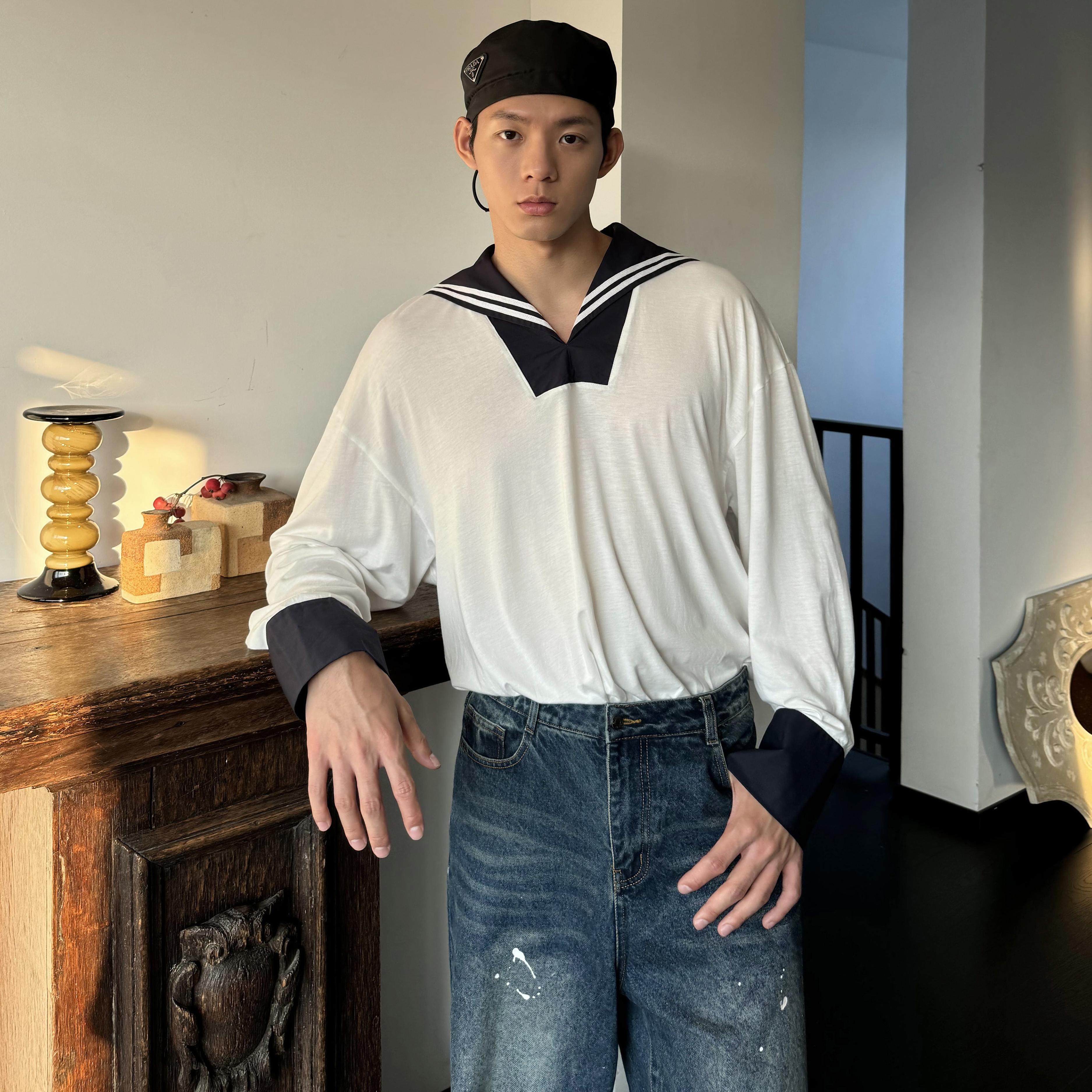 海军领水手服轻透卫衣T恤