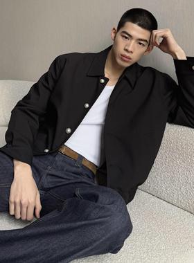 【现货】weave 秋冬TR面料 内里羽绒充绒 黑色廓形感珍珠扣夹克