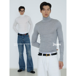 现货 高领天丝羊毛纯色修身 weave 白色 亲肤针织打底内搭 花灰