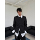 weave 外套 型圆领垫肩西装 秀场时装 黑色复合棉面料廓形感合身版