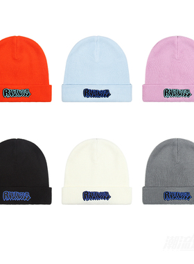 潮流观止RAVENOUS大LOGO刺绣冷帽多色秋冬嘻哈针织毛线帽子男女潮