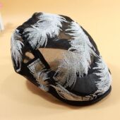 透气韩版 鸭舌帽女树叶贝雷帽夏季 薄款 防晒遮阳帽日系复古网纱帽子