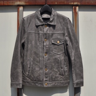 复古做旧皮衣 重水洗石磨做旧油蜡牛皮506男女皮衣 越穿越有味道