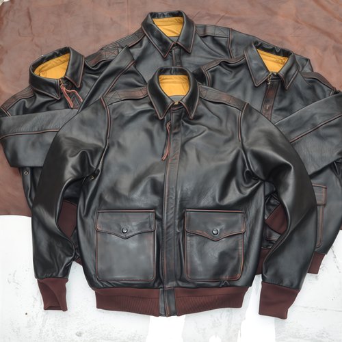 战损植鞣茶芯马皮A2外套男士真皮飞行服美式复古做旧空军员皮夹克