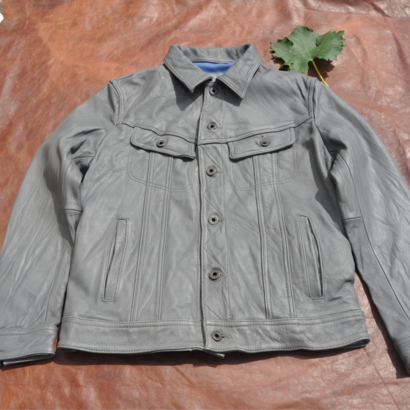 水洗石磨做旧纯牛皮夹克