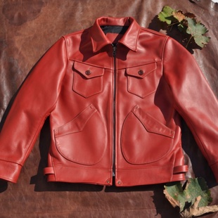 【仅50件】门多萨农场主!自然摔纹油蜡头层牛皮真皮皮衣男款夹克