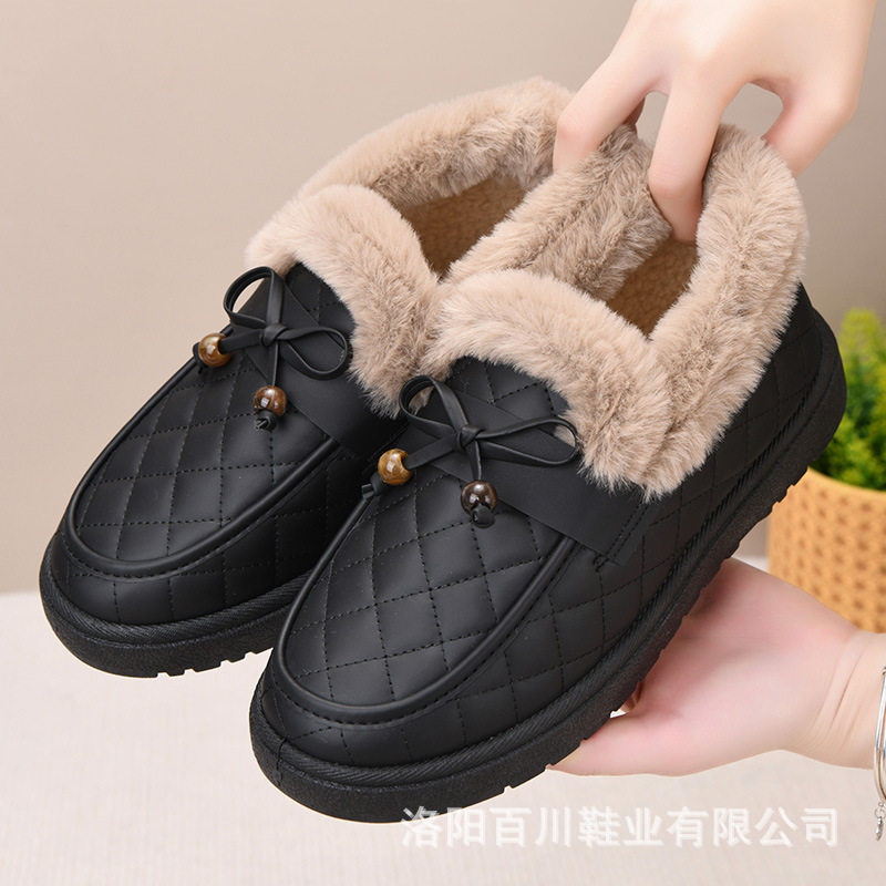 冬季新款棉鞋女加绒加厚一脚蹬豆豆鞋保暖妈妈鞋平跟百搭毛毛棉靴,女鞋,乐福鞋（豆豆鞋）,淘宝优惠券,粉丝福利购,淘宝优惠卷