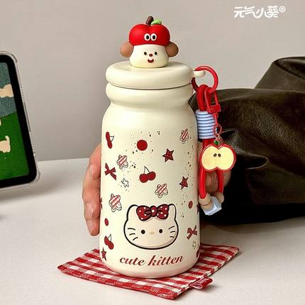 hellokitty可爱咖啡杯子2025新款女生保温杯水杯学生上学专用手提