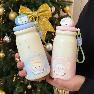 情侣小猫杯子保温杯2025新款 女生高颜值泡茶水杯可爱学生上学专用