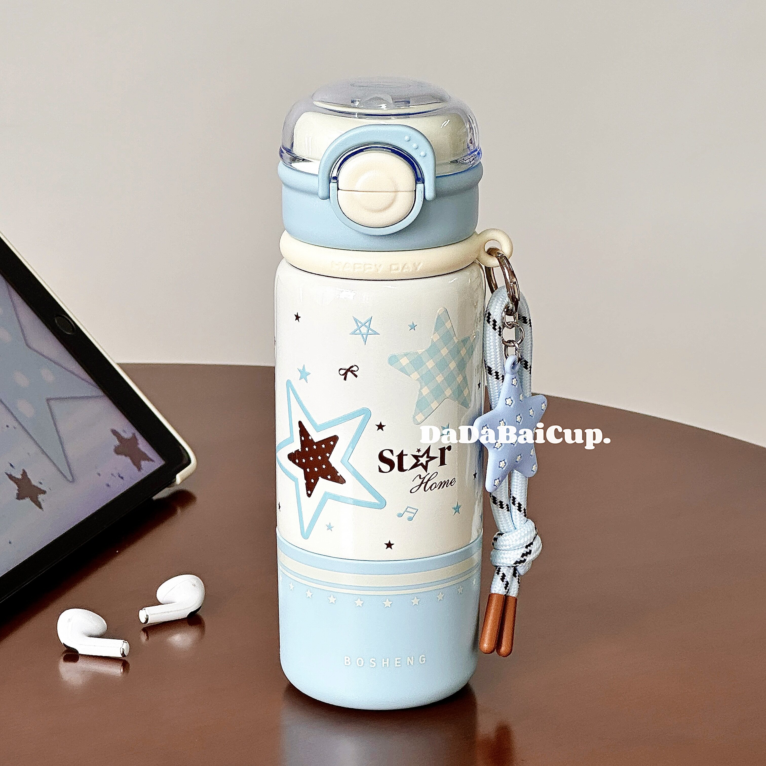2026新款星星保温杯吸管杯子女生高颜值学生大容量水杯便携三饮杯
