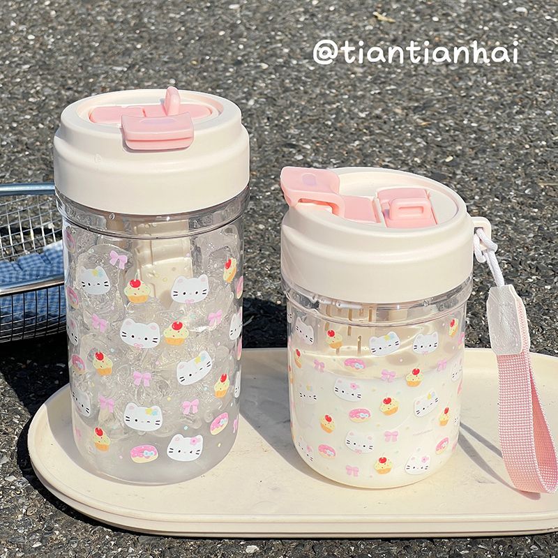 hellokitty水杯2025新款女生高颜值学生夏日塑料吸管杯子可爱便携