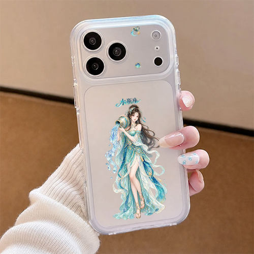 凤凤水瓶座适用苹果17promax手机壳iPhone16pro新款15Plus小清新15氛围感14时尚13ins风12高级感透明天使眼11