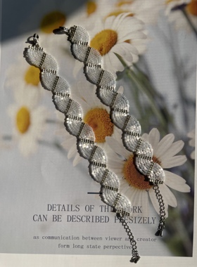 进口丝质珠 波浪纹白月光串珠手链串珠成品手链闺蜜礼物