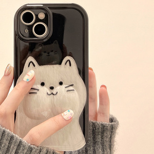 简约可爱猫咪捏捏脸适用iphone15promax手机壳新款苹果15pro硅胶软壳12女款14全包防摔13pro小众趣味11保护壳