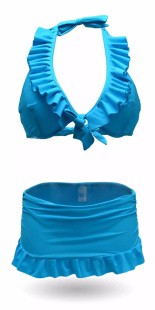 外贸原单分体女士泳衣挂脖系带三角沙滩泳装 温泉比基尼