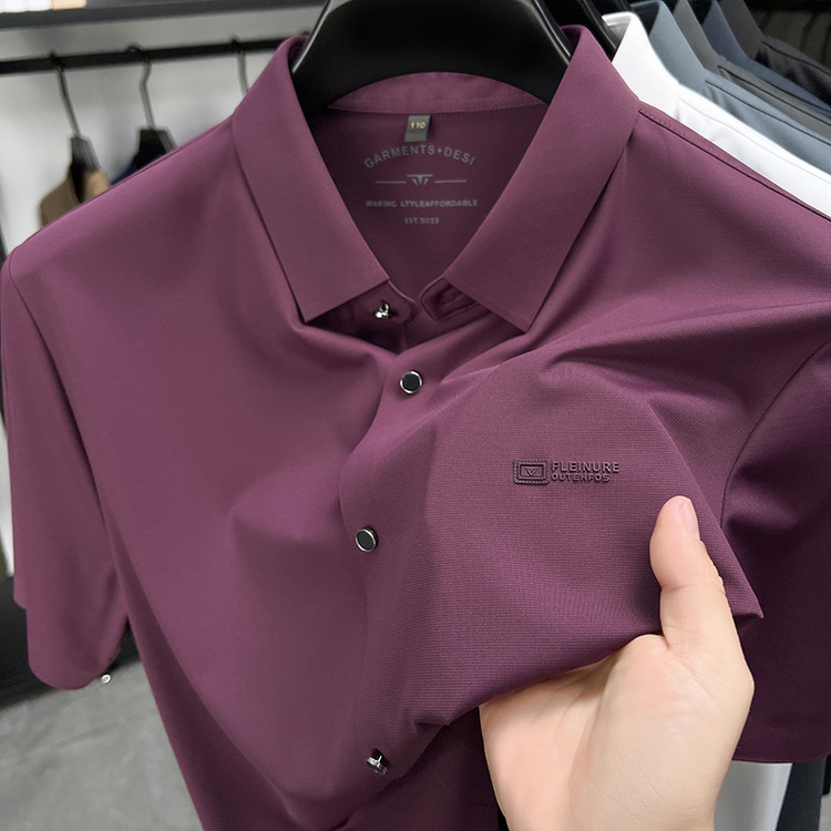 高端免烫垂感衬衫短袖男士休闲修身高级感弹力商务冰丝衬衣薄款潮