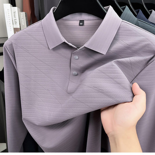 polo衫 2025新款 T恤翻领商务休闲长袖 中年男士 舒适透气免烫 长袖