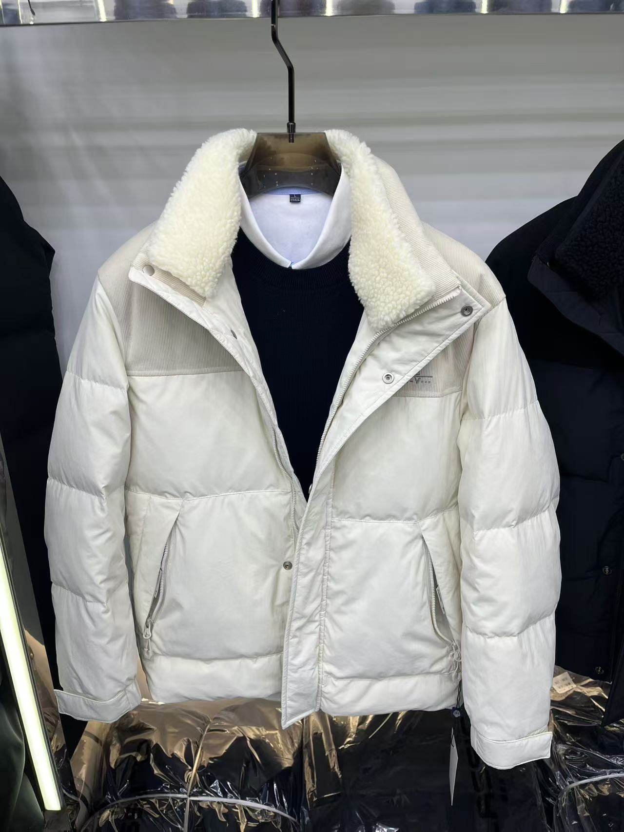 2024冬季新款白鸭绒羽绒服青年男士冬季羊羔毛领帅气百搭加厚外套