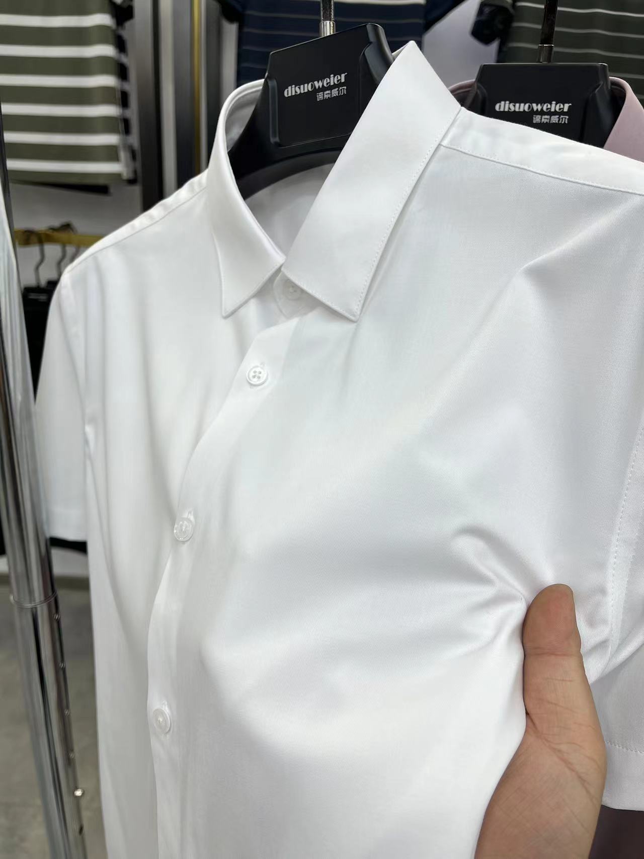 夏季高档商务男士短袖衬衫薄款纯色休闲衬衣商务工装半袖寸衫上衣