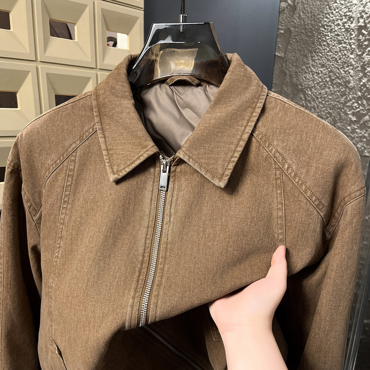 新国标翻领中青年男士休闲羽绒夹克90白鸭绒拉链百搭加厚保暖外套