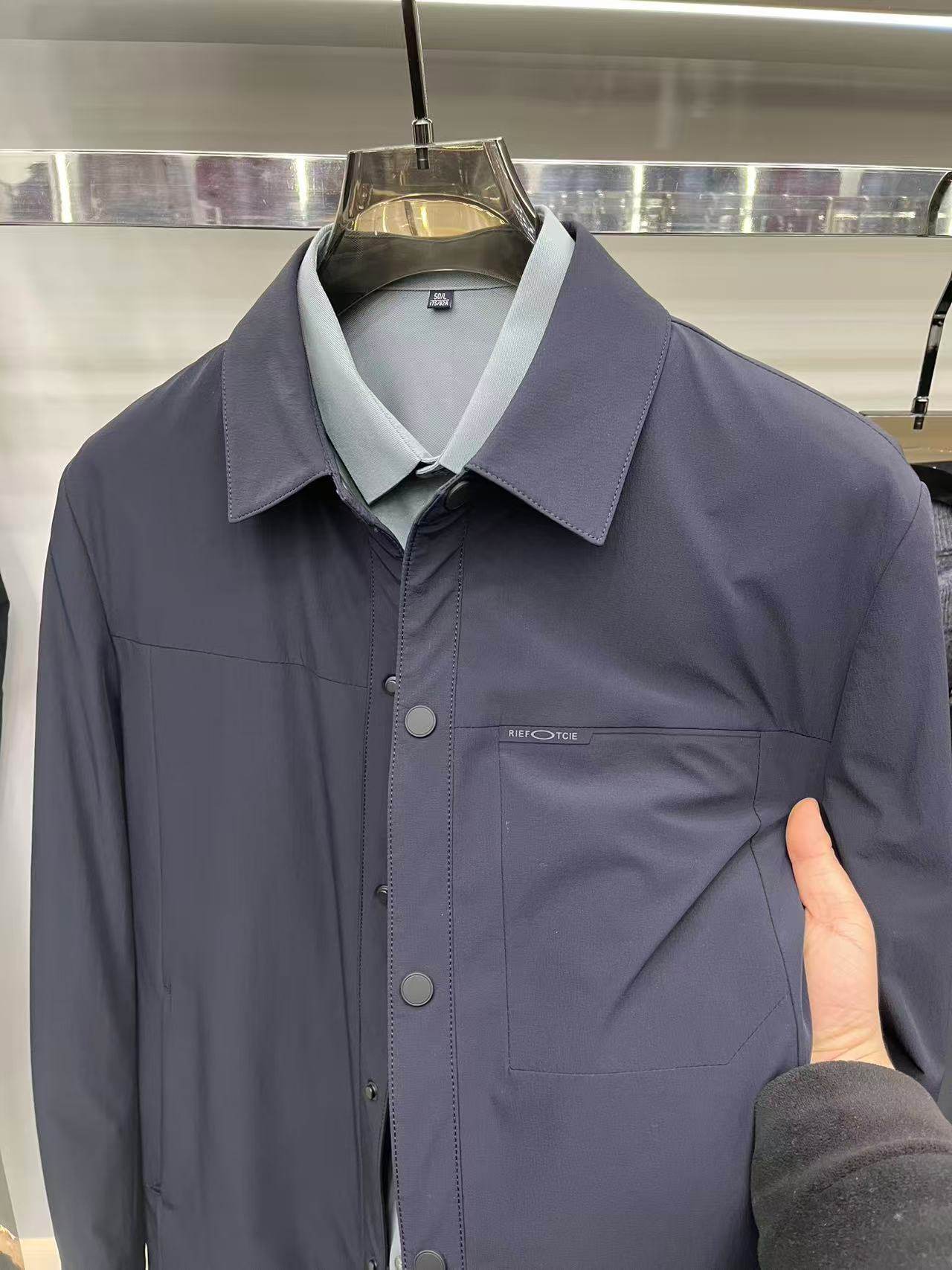 秋冬季白鸭绒内胆加厚翻领行政夹克外套男士商务休闲轻薄款羽绒服