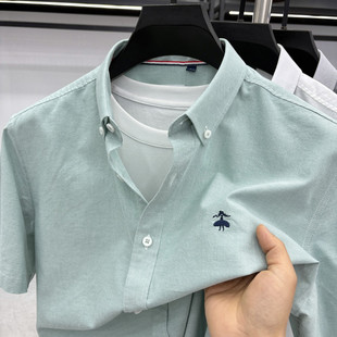 2026夏季新款男士短袖衬衫纯棉商务休闲透气刺绣衬衣多色可选潮