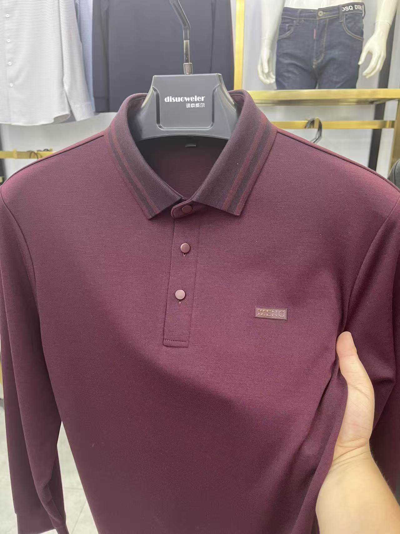 秋季新品翻领长袖t恤男休闲男士polo衫中年爸爸装体恤宽松上衣潮,男装,Polo衫,淘宝优惠券,粉丝福利购,淘宝优惠卷