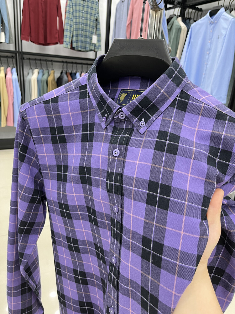 2024新款格子长袖衬衫男女同款春秋季商务休闲中青年衬衣时尚男装