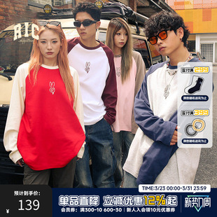 潮牌宽松情侣打底衫 T恤男秋季 RIC漩涡兔插肩长袖 女 苏新皓同款
