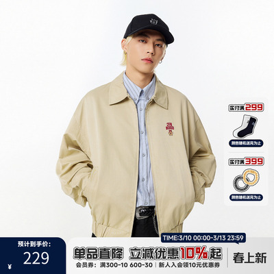 RIC樱花刺绣翻领哈灵顿夹克外套