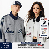 潮牌情侣装 RIC 宽松美式 新款 外套女 空气层撞色运动立领夹克男秋季