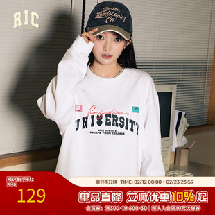 RickyisClown漩涡兔周年兔子图案长袖T恤男春秋圆领情侣装上衣女