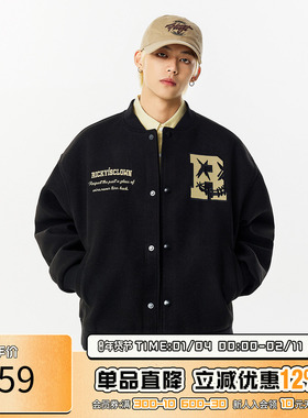 RIC 撕裂笑脸棒球服夹克男生2025新款春秋潮牌美式高街情侣外套女