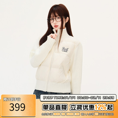 RIC毛衣袖拼接刺绣羽绒服