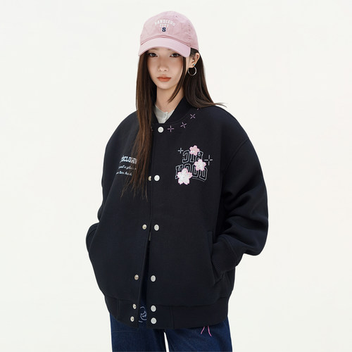 RIC樱花贴布绣花潮牌棒球服夹克