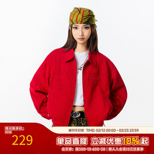 RIC哈灵顿夹克男秋季2025新款 宽松情侣装开衫潮牌美式红色外套女