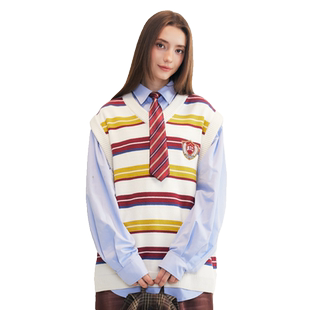 RickyIsClown2024AW设计感撞色条纹针织背心学院风上衣