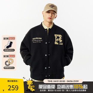 春秋潮牌美式 高街情侣外套女 撕裂笑脸棒球服夹克男生2025新款 RIC