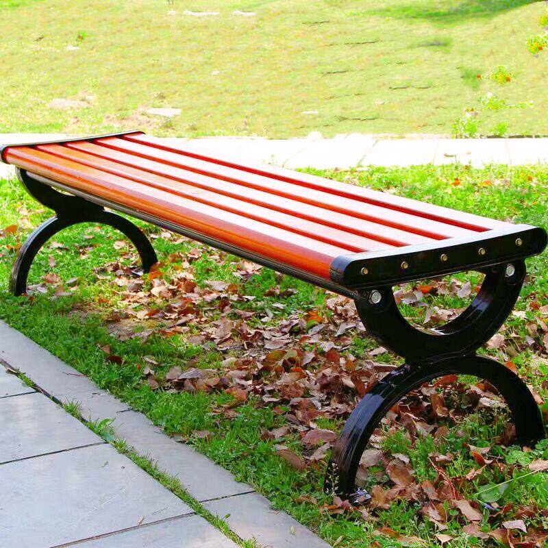 公园椅人禾景观新款椅公共椅阳台无靠背实木长凳庭院铸铝户外座凳