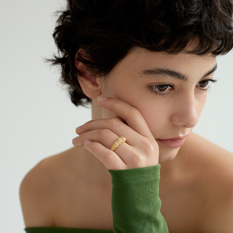 AuRevoirLesFilles牛角包戒指