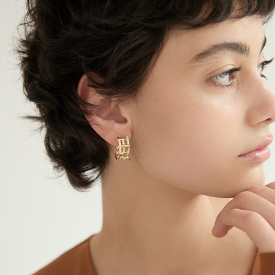 AuRevoirLesFilles镶钻编织耳饰